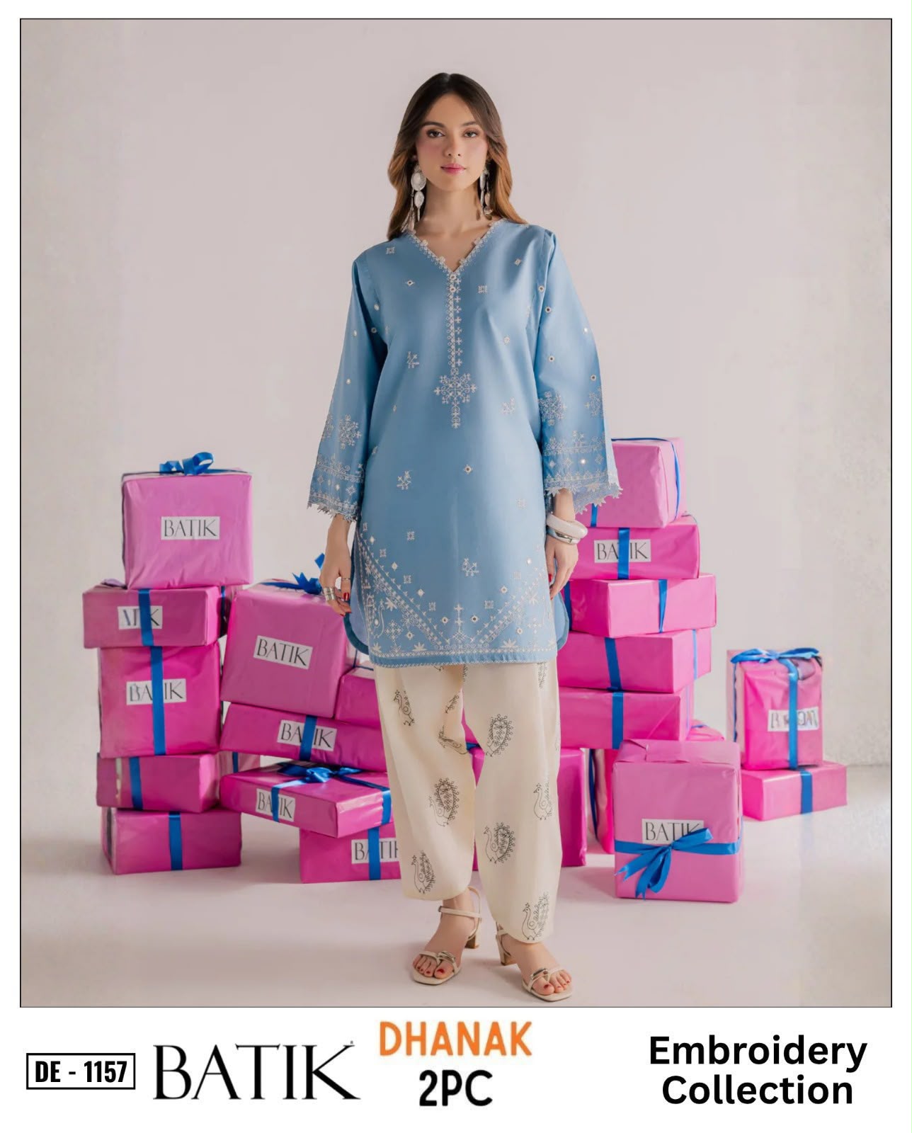 Dhanak embroidered luxury unstitched 2pc suit